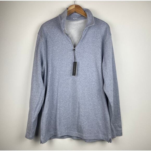 NWT J. Hilburn Men's Light Blue 100% Cotton Quarter Zip Pullover - Picture 1 of 8